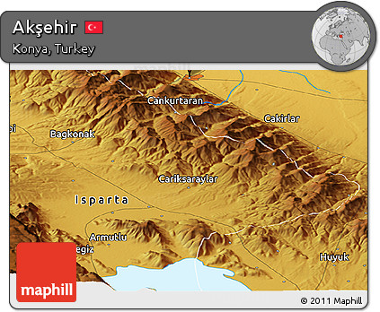 Physical Panoramic Map of Akşehir