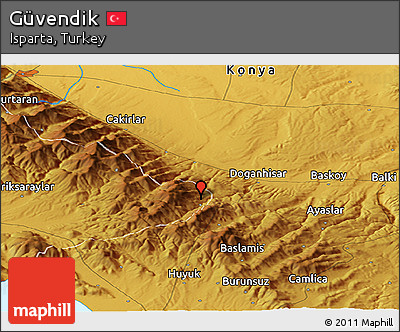 Physical Panoramic Map of Güvendik