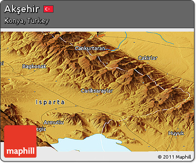 Physical Panoramic Map of Akşehir