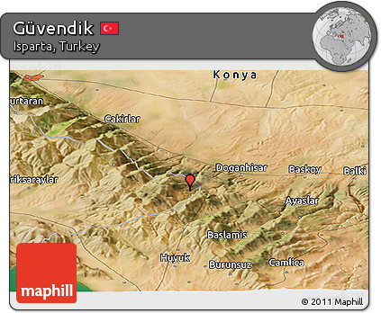 Satellite Panoramic Map of Güvendik