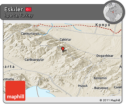 Shaded Relief Panoramic Map of Eskiler