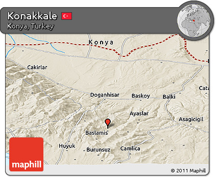 Shaded Relief Panoramic Map of Konakkale
