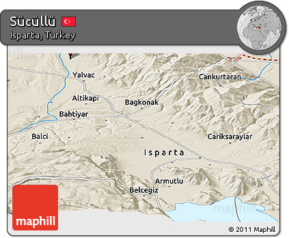 Shaded Relief Panoramic Map of Sücüllü