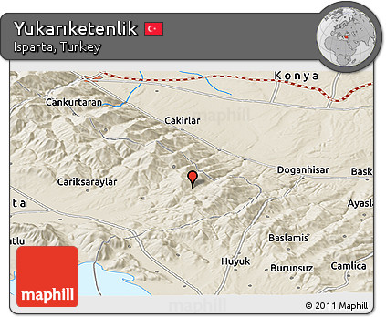 Shaded Relief Panoramic Map of Yukarıketenlik