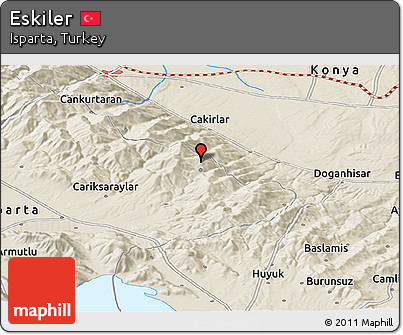 Shaded Relief Panoramic Map of Eskiler