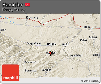 Shaded Relief Panoramic Map of Hamitler