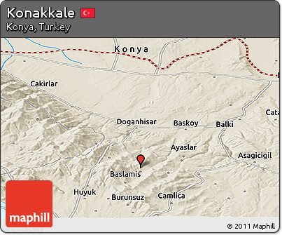 Shaded Relief Panoramic Map of Konakkale