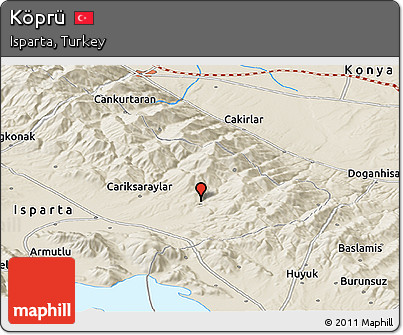 Shaded Relief Panoramic Map of Köprü