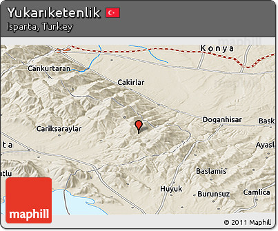 Shaded Relief Panoramic Map of Yukarıketenlik