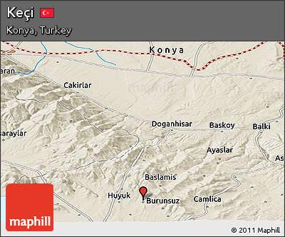 Shaded Relief Panoramic Map of Keçi