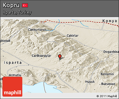 Shaded Relief Panoramic Map of Köprü