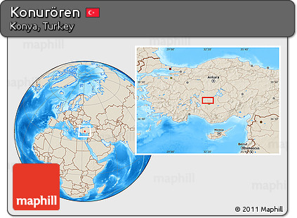 Shaded Relief Location Map of Konurören