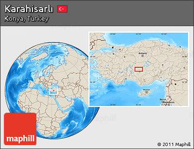 Shaded Relief Location Map of Karahisarlı