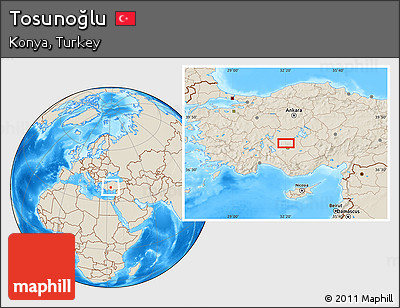 Shaded Relief Location Map of Tosunoğlu