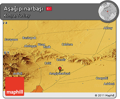 Physical Panoramic Map of Aşağıpınarbaşı