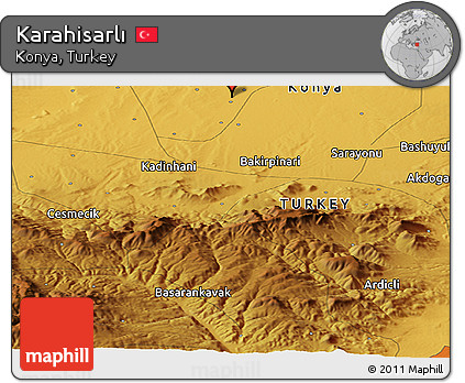 Physical Panoramic Map of Karahisarlı