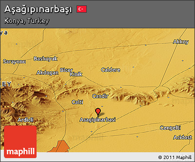 Physical Panoramic Map of Aşağıpınarbaşı