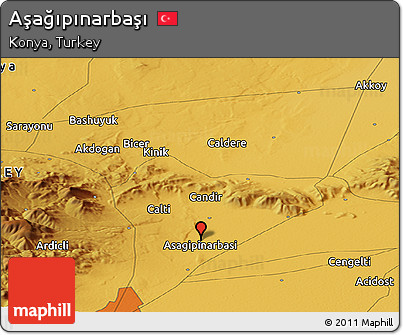 Physical Panoramic Map of Aşağıpınarbaşı