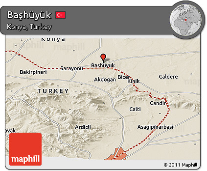 Shaded Relief Panoramic Map of Başhüyük
