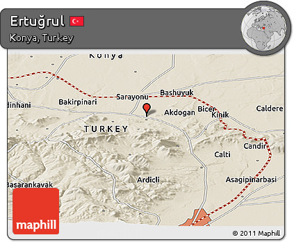 Shaded Relief Panoramic Map of Ertuğrul