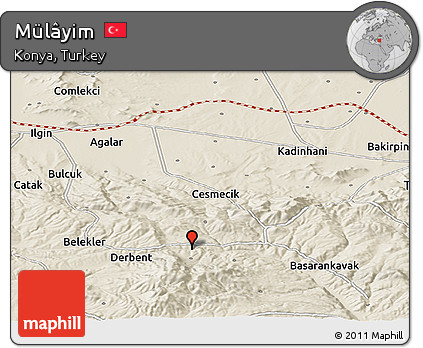 Shaded Relief Panoramic Map of Mülâyim
