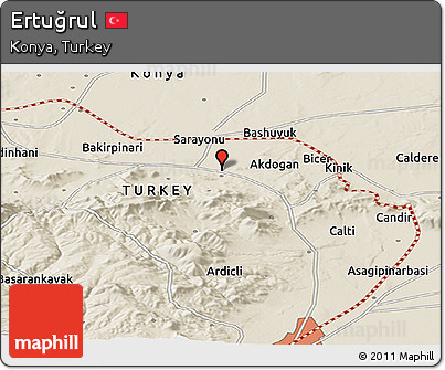 Shaded Relief Panoramic Map of Ertuğrul