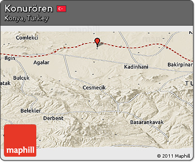 Shaded Relief Panoramic Map of Konurören