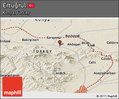 Shaded Relief Panoramic Map of Ertuğrul