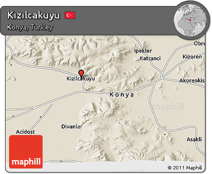Shaded Relief 3D Map of Kızılcakuyu