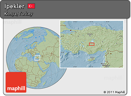 Savanna Style Location Map of İpekler, hill shading