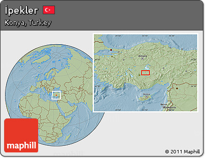 Savanna Style Location Map of İpekler, hill shading