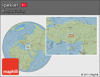 Savanna Style Location Map of İpekler, hill shading