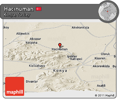 Shaded Relief Panoramic Map of Hacınuman