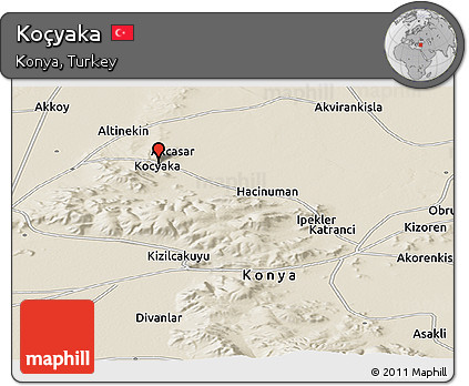 Shaded Relief Panoramic Map of Koçyaka