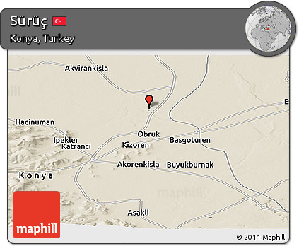 Shaded Relief Panoramic Map of Sürüç