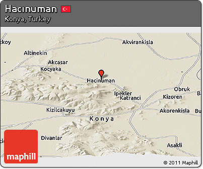 Shaded Relief Panoramic Map of Hacınuman