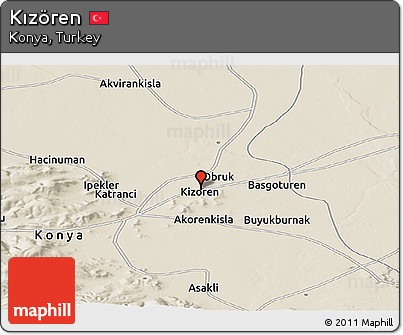 Shaded Relief Panoramic Map of Kızören
