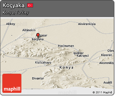 Shaded Relief Panoramic Map of Koçyaka