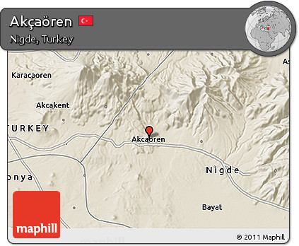 Shaded Relief 3D Map of Akçaören