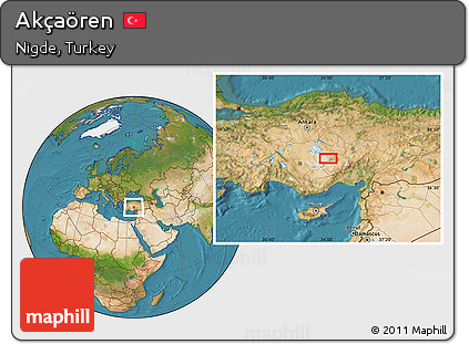 Satellite Location Map of Akçaören