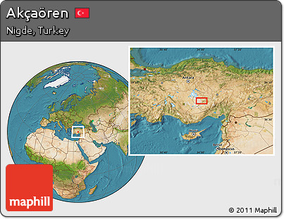 Satellite Location Map of Akçaören