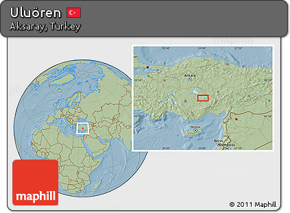 Savanna Style Location Map of Uluören, hill shading