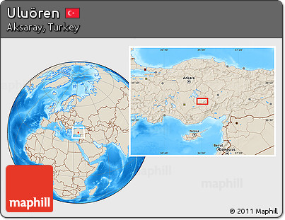 Shaded Relief Location Map of Uluören
