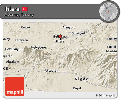 Shaded Relief Panoramic Map of Ihlara