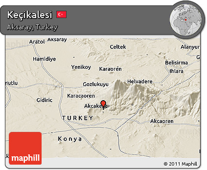 Shaded Relief Panoramic Map of Keçikalesi