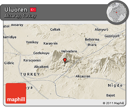 Shaded Relief Panoramic Map of Uluören