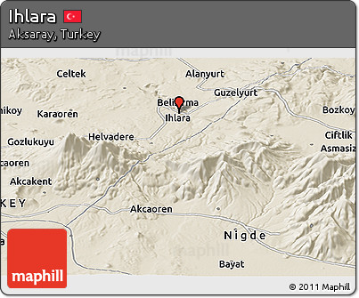 Shaded Relief Panoramic Map of Ihlara
