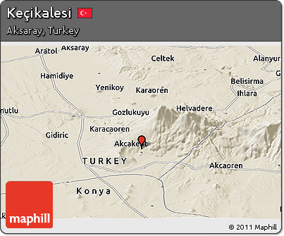 Shaded Relief Panoramic Map of Keçikalesi