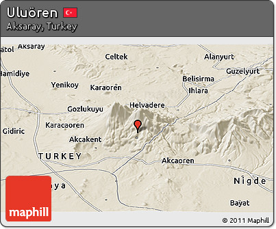 Shaded Relief Panoramic Map of Uluören