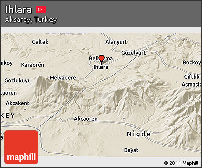 Shaded Relief Panoramic Map of Ihlara